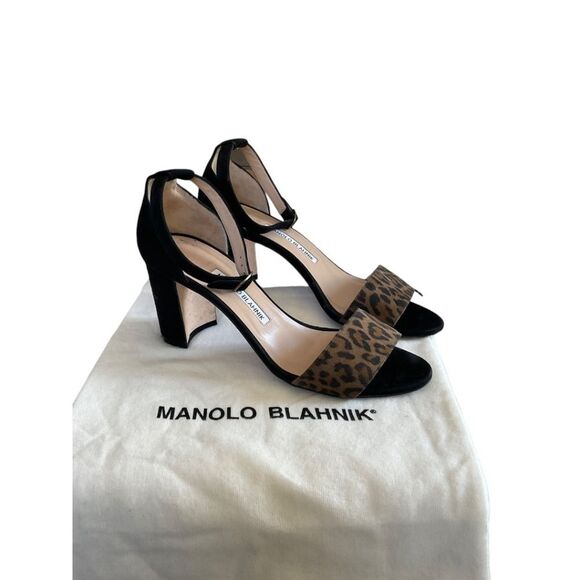 Manolo Blahnik Lauratomod Suede Ankle Strap Sandal - Picture 2 of 11